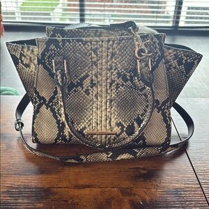 Brahmin Black and Cream Crossbody Bag with Adjustable Strap